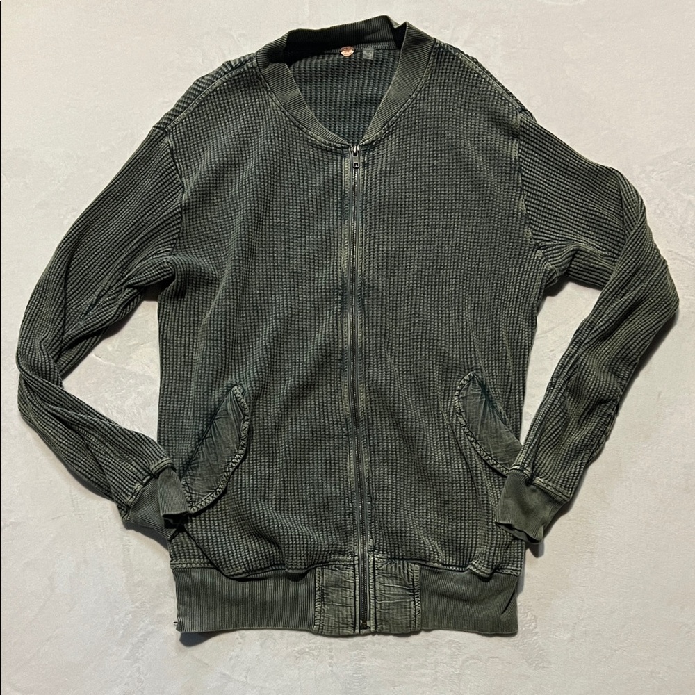 FP ONE Free people Lupo Bomber Cardi - Nevergreen sweater jacket knit Coachella - Picture 6 of 13